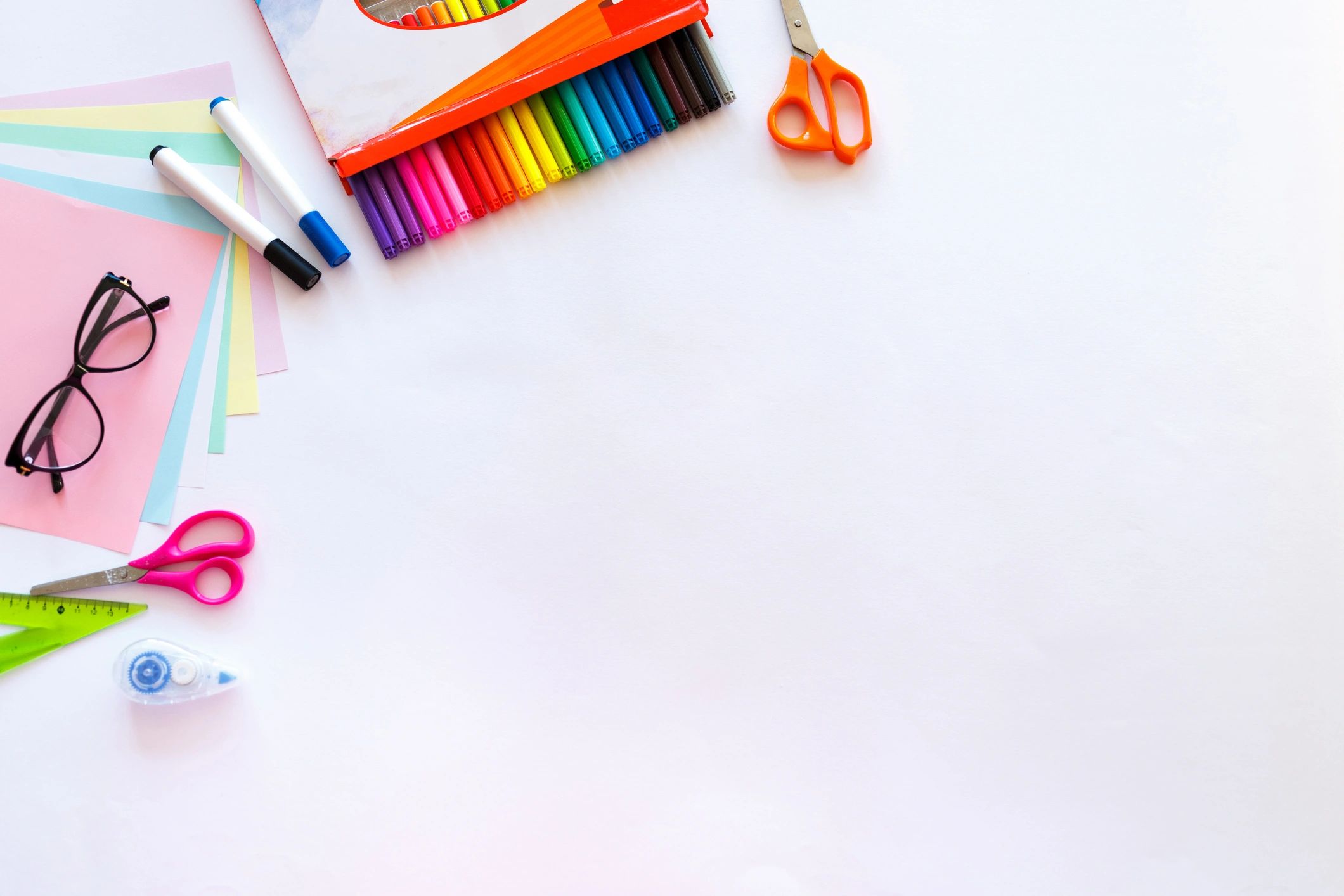 Colorful school art supplies